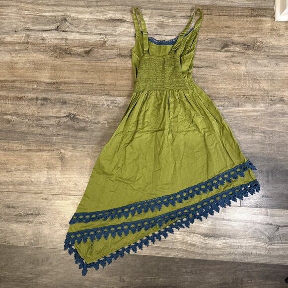 Matilda Jane Dress Womens Large Green Crochet Good Hart Summer Asymmetric XS - Picture 3 of 6